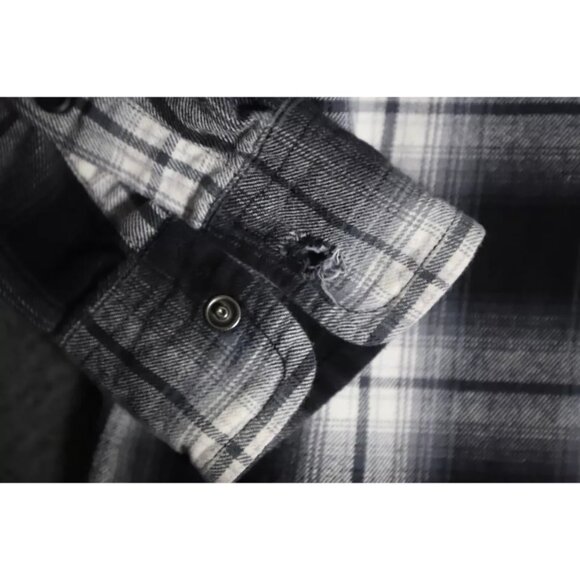 Roebuck & G Button Up Shirt Mens M Black Flannel Plaid Western Cowboy Collared - Picture 4 of 10